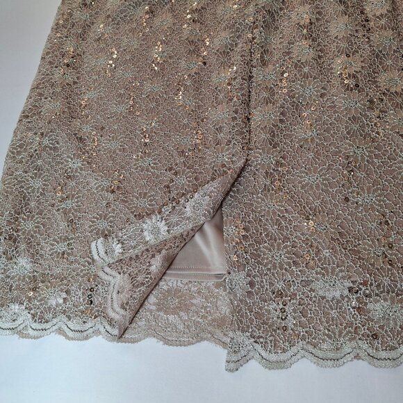 R&M Richards PLUS 14W EMPIRE Stretch Lace Satin Cocktail Party Dress Champagne - Picture 12 of 16